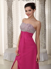 Floor-length Ruby Chiffon Lady Wear Prom Dress Designers List Inexpensive