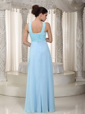 Aqua Blue and Lavender Chiffon Prom Dress V Neckline Inexpensive