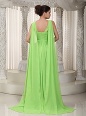 Spring Green V-neck Watteau Drapped Prom Dress Designer Your Own Inexpensive