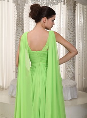 Spring Green V-neck Watteau Drapped Prom Dress Designer Your Own Inexpensive