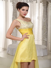 Canary Yellow One Shoulder High-low Top 10 Prom Dresses Inexpensive