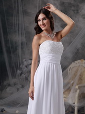 Empire Waist Long White Chiffon Prom Celebrity Dress By Designer Inexpensive