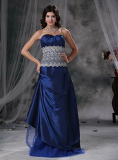 Unique Design Royal Blue Prom Dress With Lace Bodice Inexpensive