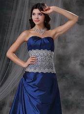 Unique Design Royal Blue Prom Dress With Lace Bodice Inexpensive