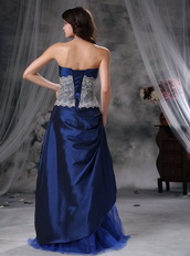 Unique Design Royal Blue Prom Dress With Lace Bodice Inexpensive