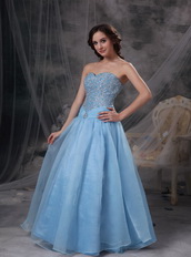 Light Blue Sweetheart Prom Party Dress With Beading Inexpensive