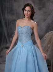 Light Blue Sweetheart Prom Party Dress With Beading Inexpensive