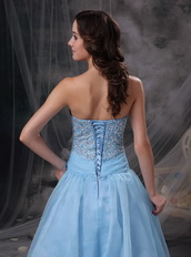 Light Blue Sweetheart Prom Party Dress With Beading Inexpensive