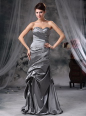 Cheap Sweetheart Gray Taffeta Lady Dress For Prom Wear Inexpensive
