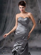 Cheap Sweetheart Gray Taffeta Lady Dress For Prom Wear Inexpensive