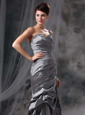 Cheap Sweetheart Gray Taffeta Lady Dress For Prom Wear Inexpensive