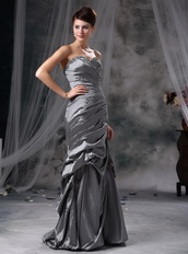 Cheap Sweetheart Gray Taffeta Lady Dress For Prom Wear Inexpensive