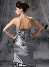 Cheap Sweetheart Gray Taffeta Lady Dress For Prom Wear Inexpensive