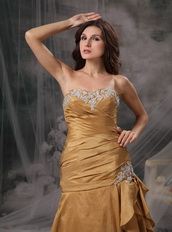 Dark Golded Column Floor-length Prom Dress Made By Taffeta Inexpensive