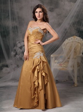 Dark Golded Column Floor-length Prom Dress Made By Taffeta Inexpensive