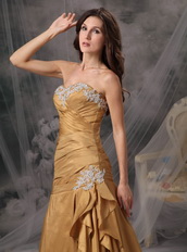 Dark Golded Column Floor-length Prom Dress Made By Taffeta Inexpensive