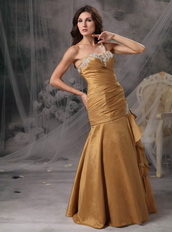 Dark Golded Column Floor-length Prom Dress Made By Taffeta Inexpensive