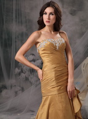 Dark Golded Column Floor-length Prom Dress Made By Taffeta Inexpensive