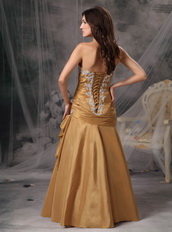 Dark Golded Column Floor-length Prom Dress Made By Taffeta Inexpensive