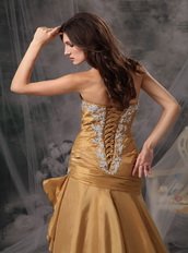 Dark Golded Column Floor-length Prom Dress Made By Taffeta Inexpensive