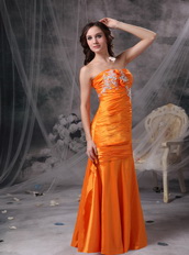 Sweetheart Orange Taffeta Prom Dress With Appliques Inexpensive