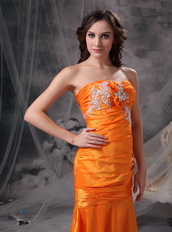 Sweetheart Orange Taffeta Prom Dress With Appliques Inexpensive