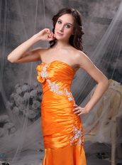 Sweetheart Orange Taffeta Prom Dress With Appliques Inexpensive