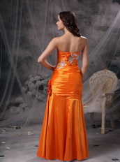 Sweetheart Orange Taffeta Prom Dress With Appliques Inexpensive