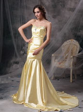 Mermaid Sweetheart Yellow Golden Prom Dress With Beading Inexpensive