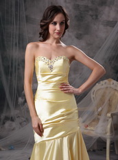 Mermaid Sweetheart Yellow Golden Prom Dress With Beading Inexpensive