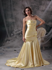 Mermaid Sweetheart Yellow Golden Prom Dress With Beading Inexpensive