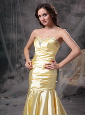 Mermaid Sweetheart Yellow Golden Prom Dress With Beading Inexpensive