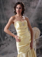 Mermaid Sweetheart Yellow Golden Prom Dress With Beading Inexpensive
