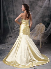 Mermaid Sweetheart Yellow Golden Prom Dress With Beading Inexpensive