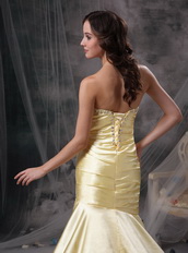 Mermaid Sweetheart Yellow Golden Prom Dress With Beading Inexpensive