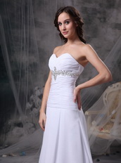 Princess White Chiffon Prom Pageant Dress With Beading Inexpensive