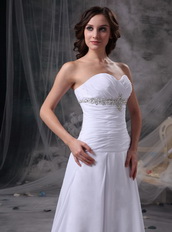 Princess White Chiffon Prom Pageant Dress With Beading Inexpensive
