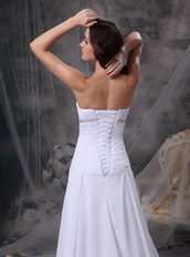 Princess White Chiffon Prom Pageant Dress With Beading Inexpensive