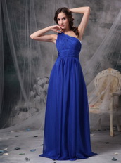 Single Shoulder Floor Length Royal Blue Prom Dress Pretty Inexpensive