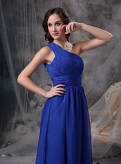 Single Shoulder Floor Length Royal Blue Prom Dress Pretty Inexpensive