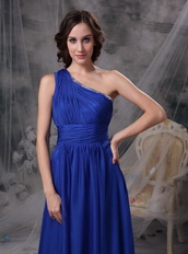 Single Shoulder Floor Length Royal Blue Prom Dress Pretty Inexpensive