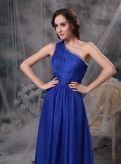 Single Shoulder Floor Length Royal Blue Prom Dress Pretty Inexpensive