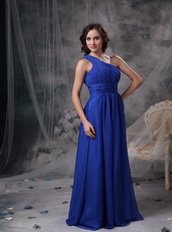 Single Shoulder Floor Length Royal Blue Prom Dress Pretty Inexpensive