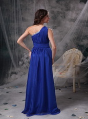Single Shoulder Floor Length Royal Blue Prom Dress Pretty Inexpensive