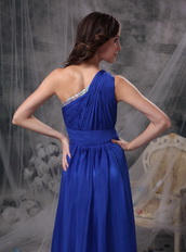 Single Shoulder Floor Length Royal Blue Prom Dress Pretty Inexpensive