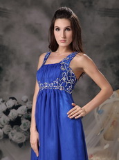 Royal Blue Wide Straps Chiffon 2014 Prom Dress Floor-length Inexpensive