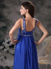 Royal Blue Wide Straps Chiffon 2014 Prom Dress Floor-length Inexpensive