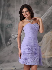 Sweetheart Column Lilac Chiffon Short Prom Dress 2014 Inexpensive