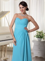 Aqua Blue High Side Slit Prom Party Dress By Top Designer Inexpensive