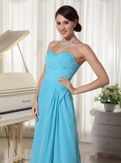 Aqua Blue High Side Slit Prom Party Dress By Top Designer Inexpensive